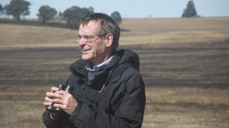 Jim Harris, birdwatching at Wattled Crane marsh in South Africa