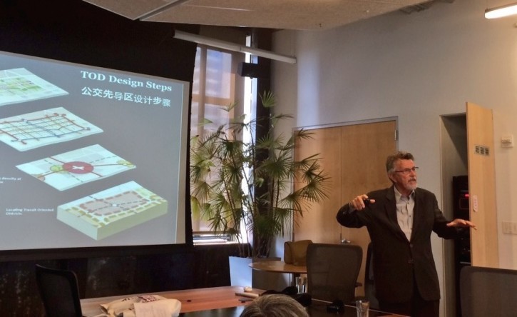 Urban planner Peter Calthorpe speaks at the Energy Foundation in San Francisco about how Chinese cities can thrive by embracing transit-oriented development.