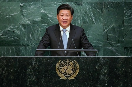 Xi Jinping, President of the People's Republic of China, delivers remarks at the United Nations General Assembly at U.N. headquarters on September 28, 2015 in New York City.