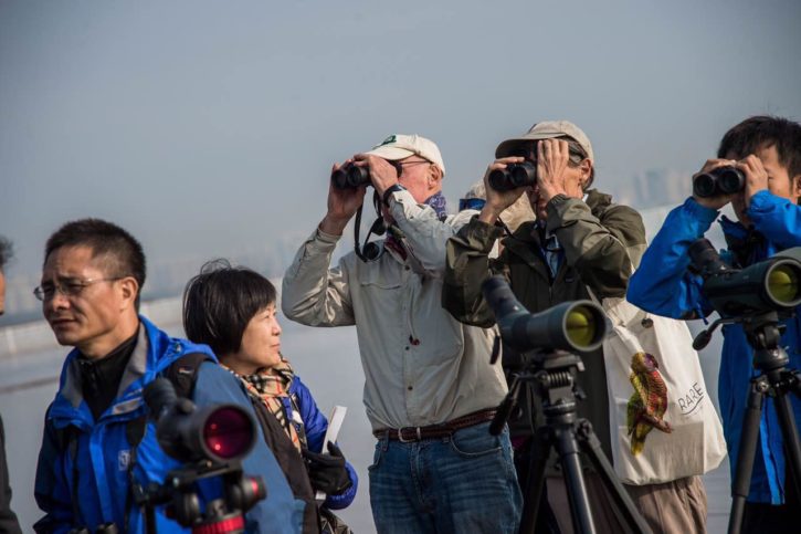 Hank Paulson and Wendy Paulson birdwatching in Beidaihe